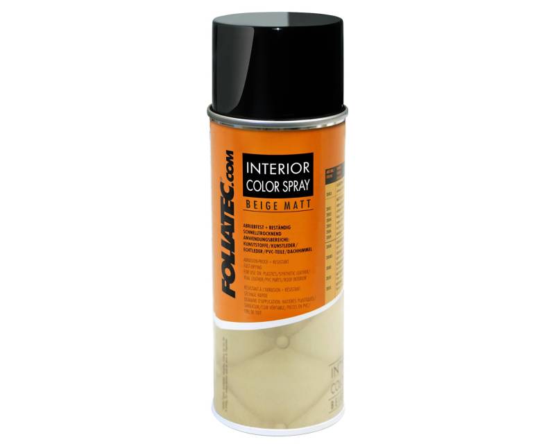 Foliatec Interior Color Spray Farbspray Schnelltrocknend Abriebfest für Kunststoffe Leder Beige Matt 400 ml von Foliatec