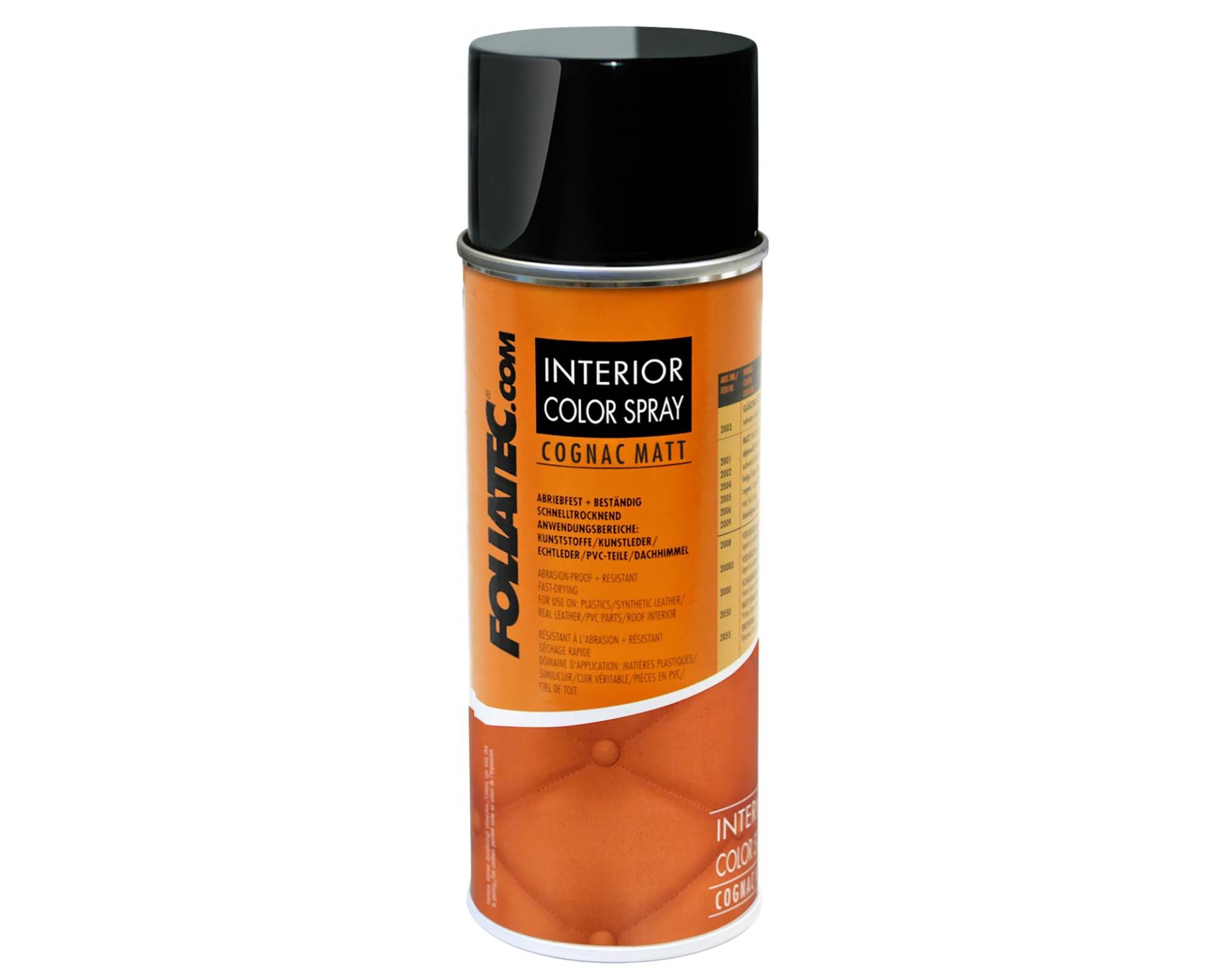 Foliatec Interior Color Spray Farbspray Schnelltrocknend Abriebfest für Kunststoffe Leder Cognac Matt 400 ml von Foliatec