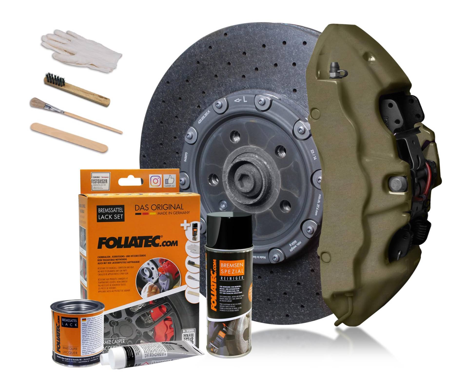 Foliatec Bremssattel Lack Set, Hitzebeständig, Komplettsatz für 4 Bremssättel, Combat Green Matt, 7-teiliges Set Foliatec Bremssattel Lack Set, Hitzebeständig, Komplettsatz für 4 Bremssättel, Combat Green Matt, 7-teiliges Set von Foliatec