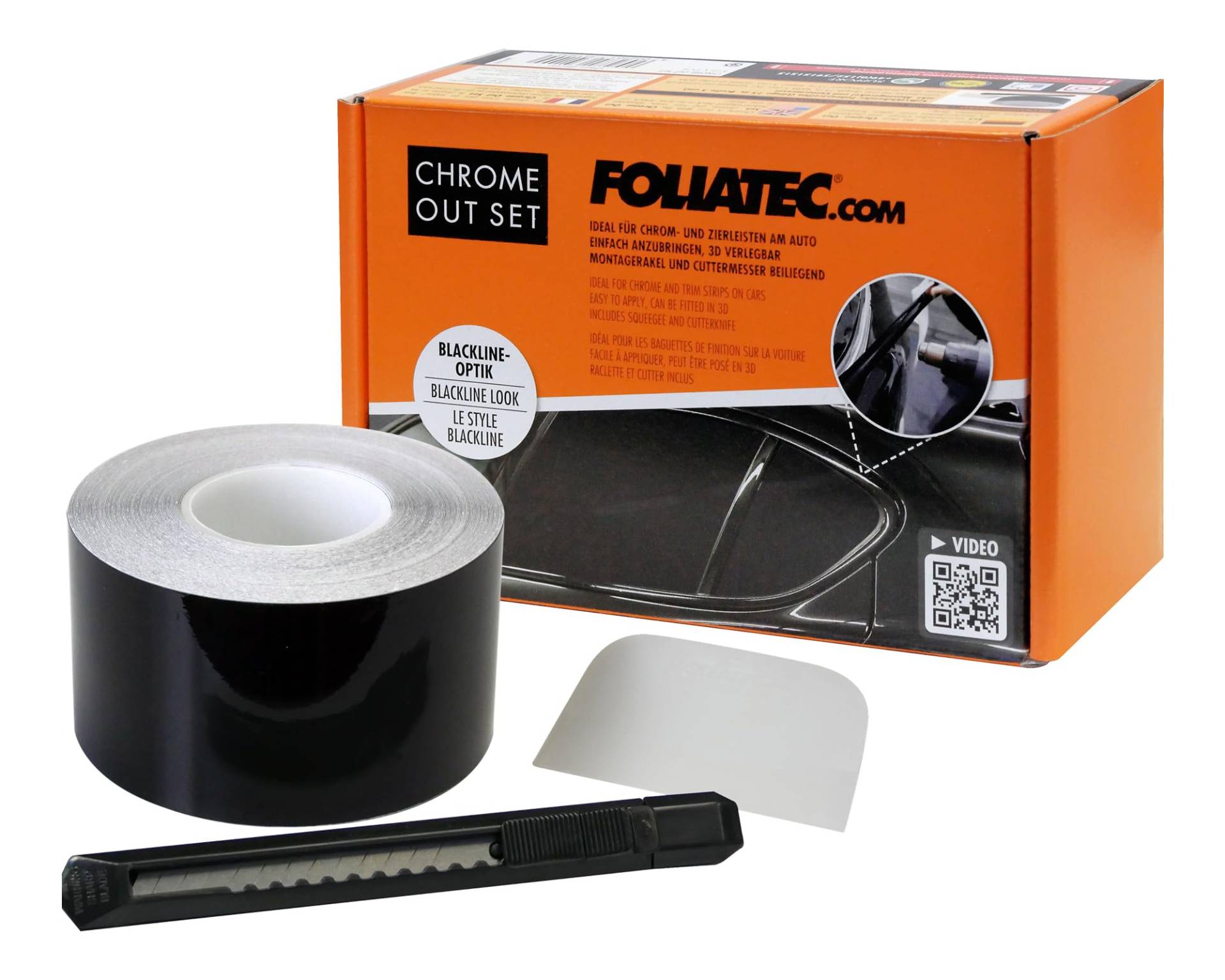 Foliatec Chrome Out Set Zierleisten Folie Schwarz Glänzend von Foliatec