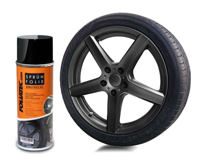 Foliatec Sprühfolie Auto Felgenfolie Sprüh Lack Spraydose Abziehbar, Gute Deckkraft, Gunmetal Anthrazit Metallic Matt, 1x 400 ml von Foliatec