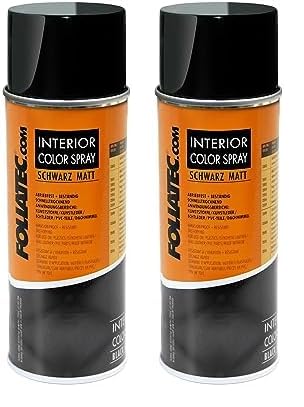 Foliatec Interior Color Spray, Farbspray Schnelltrocknend, Abriebfest, für Kunststoffe, Leder, Schwarz Matt, 400 ml (2er Pack) von Foliatec