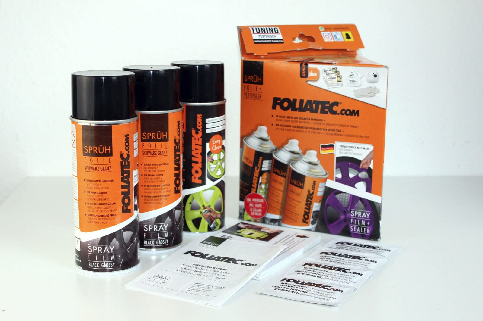 Promo Foliatec Spray Film Set - black + Sealer Glossy 3x400ml von Foliatec