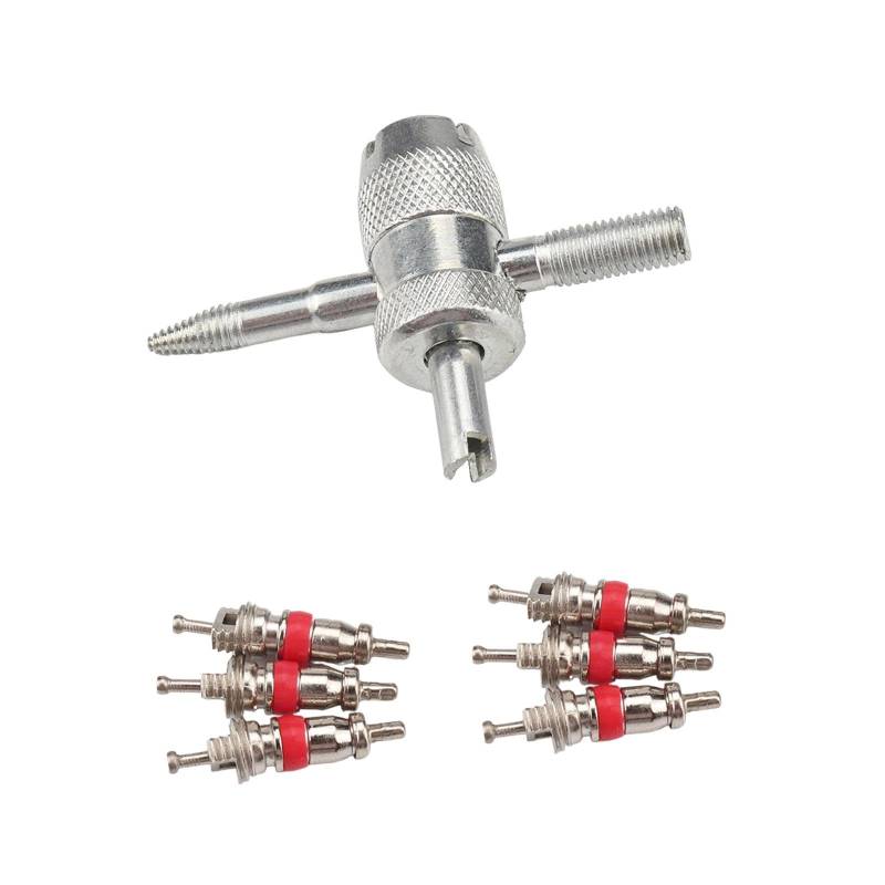Folpus 6PCS Generisches Reifenventil Kern Kit Reifen Reparaturwerkzeug Zinklegierung 4 Wege Ventilkern von Folpus
