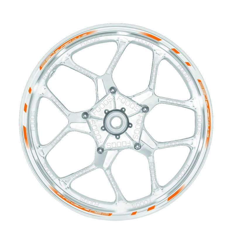 Motorradfelge Felgenrandaufkleber kompatibel mit KTM 1290 Superduke (Orange/Weiß) von Fooqs