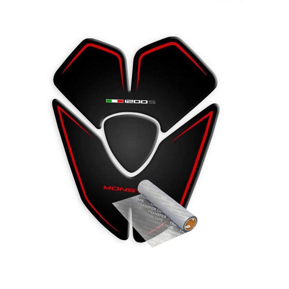 Tankpad für Ducati Monster 1200 S 2015-2019 (Schwarz/Rot) von Fooqs