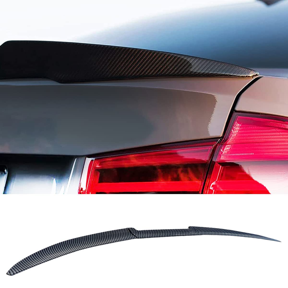 Auto Heckscheibe Spoiler für Mercedes Benz W204 W203 W202 CL203 Sedan Saloon PVC-Material Ohne Perforation Deckel Spoiler Flügel Einbau Heckflügel Dekoration,Carbon Fiber Style von ForGue