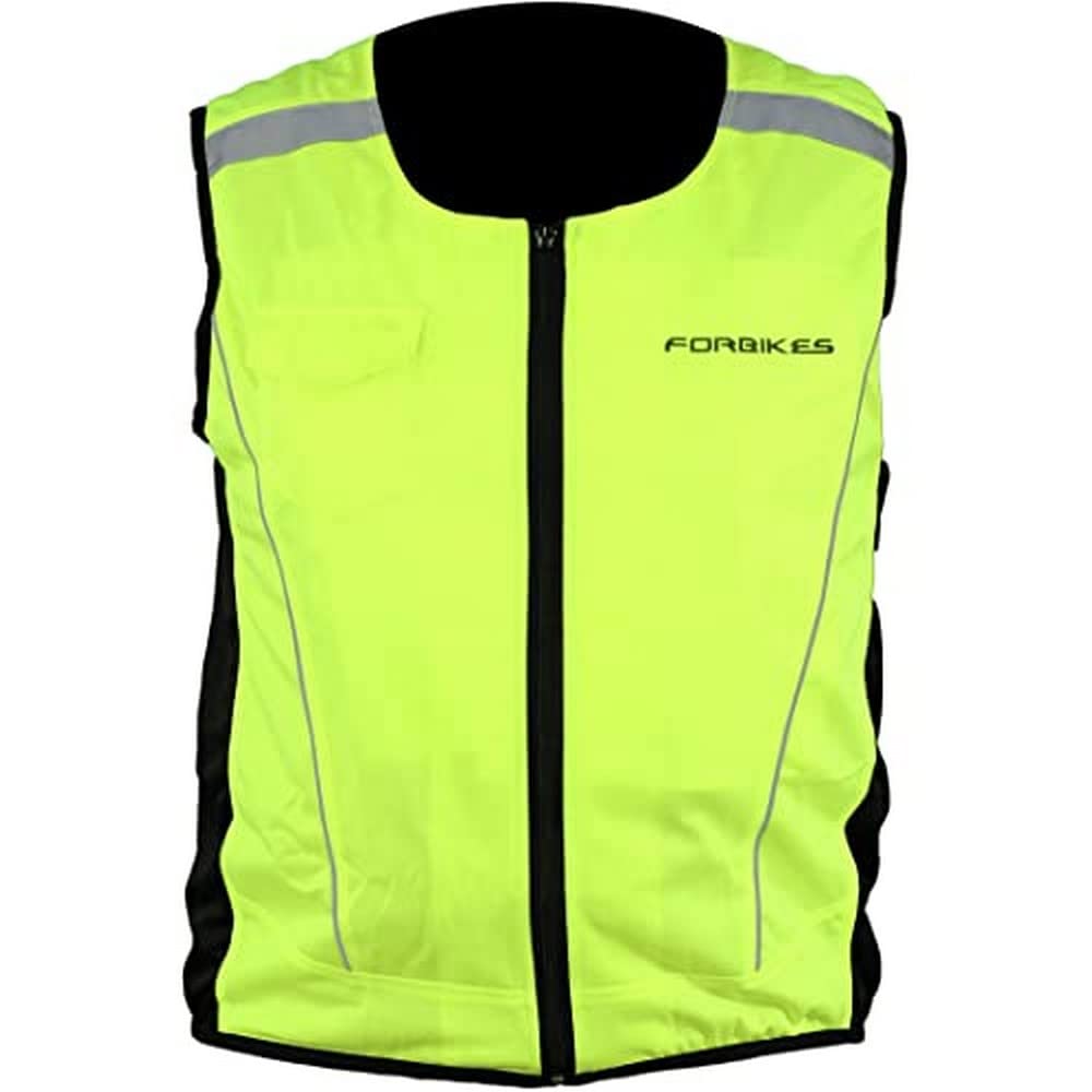 Ärmellose Sicherheitsjacke mit reflektierender, verstellbarer, belüfteter - Farbe Fluo Yellow Größe M/L von Forbikes