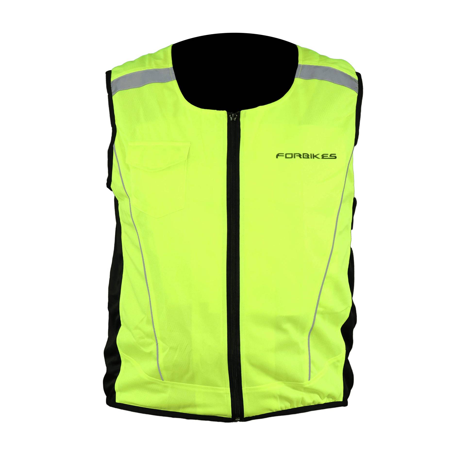 Ärmellose Sicherheitsjacke mit reflektierender, verstellbarer, belüfteter - Farbe Fluo Yellow Größe M/L von Forbikes