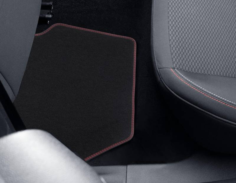Ford Original Fiesta 2017-Aktuell Puma 2019-Aktuell Velours-Teppichfußmatten für hinten, schwarz mit roter Naht von Ford