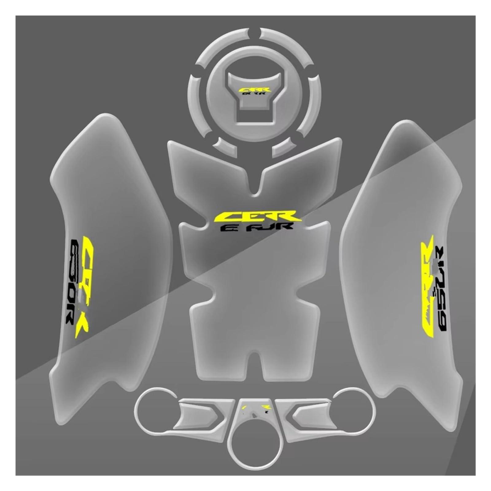 Kraftstofftankpad Gas FÜR CBR650R 2019 2020 2021 2024 Kristall Kleber Tank Pad Motorrad Transparent Fisch Knochen Aufkleber Abdeckung Aufkleber(Multi-colored4) von ForgUe