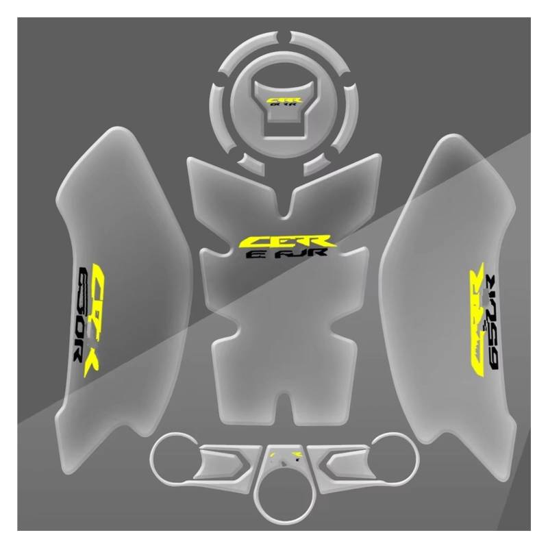 Kraftstofftankpad Gas FÜR CBR650R 2019 2020 2021 2024 Kristall Kleber Tank Pad Motorrad Transparent Fisch Knochen Aufkleber Abdeckung Aufkleber(Multi-colored4) von ForgUe