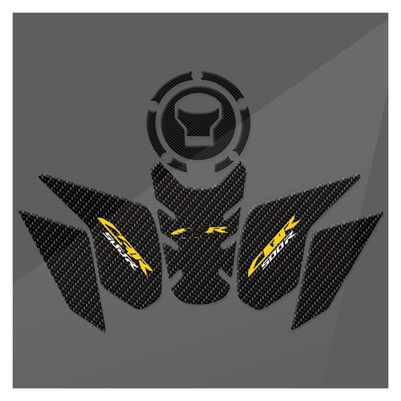 Kraftstofftankpad Gas Motorrad Tank Pad Transparent Fisch Knochen Aufkleber Textur Für CBR500R 2019-2024 Abdeckung Aufkleber(BlackB-03) von ForgUe
