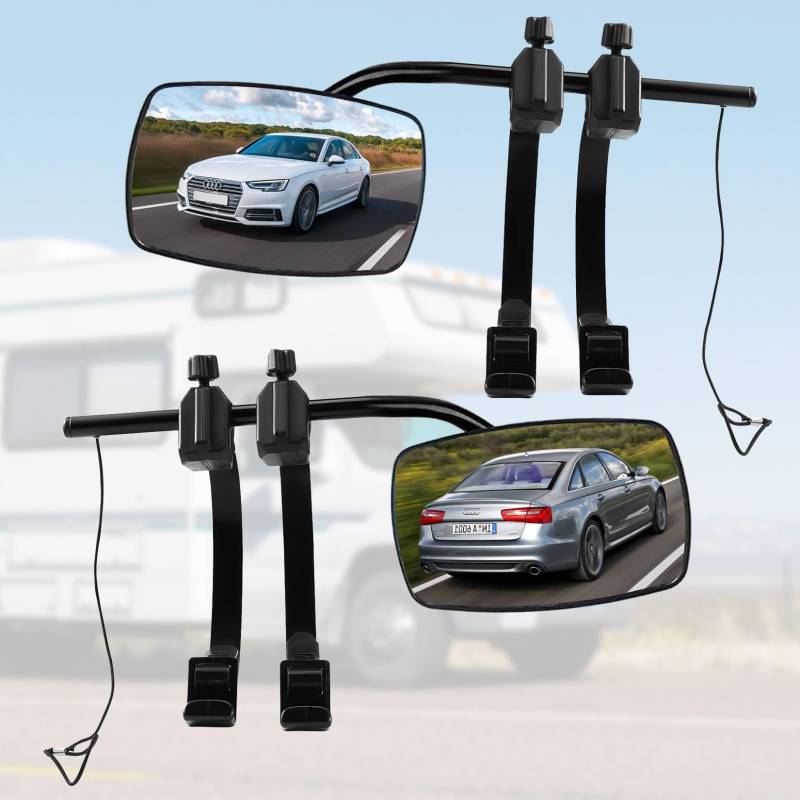 Forhandy 2 Stück Wohnwagen Spiegel Auto, Auto außen Wohnwagen Außenspiegel Universal Caravanspiegel Anhängerspiegel, Aufsatzspiegel für alle gängigen Fahrzeugtypen von Forhandy