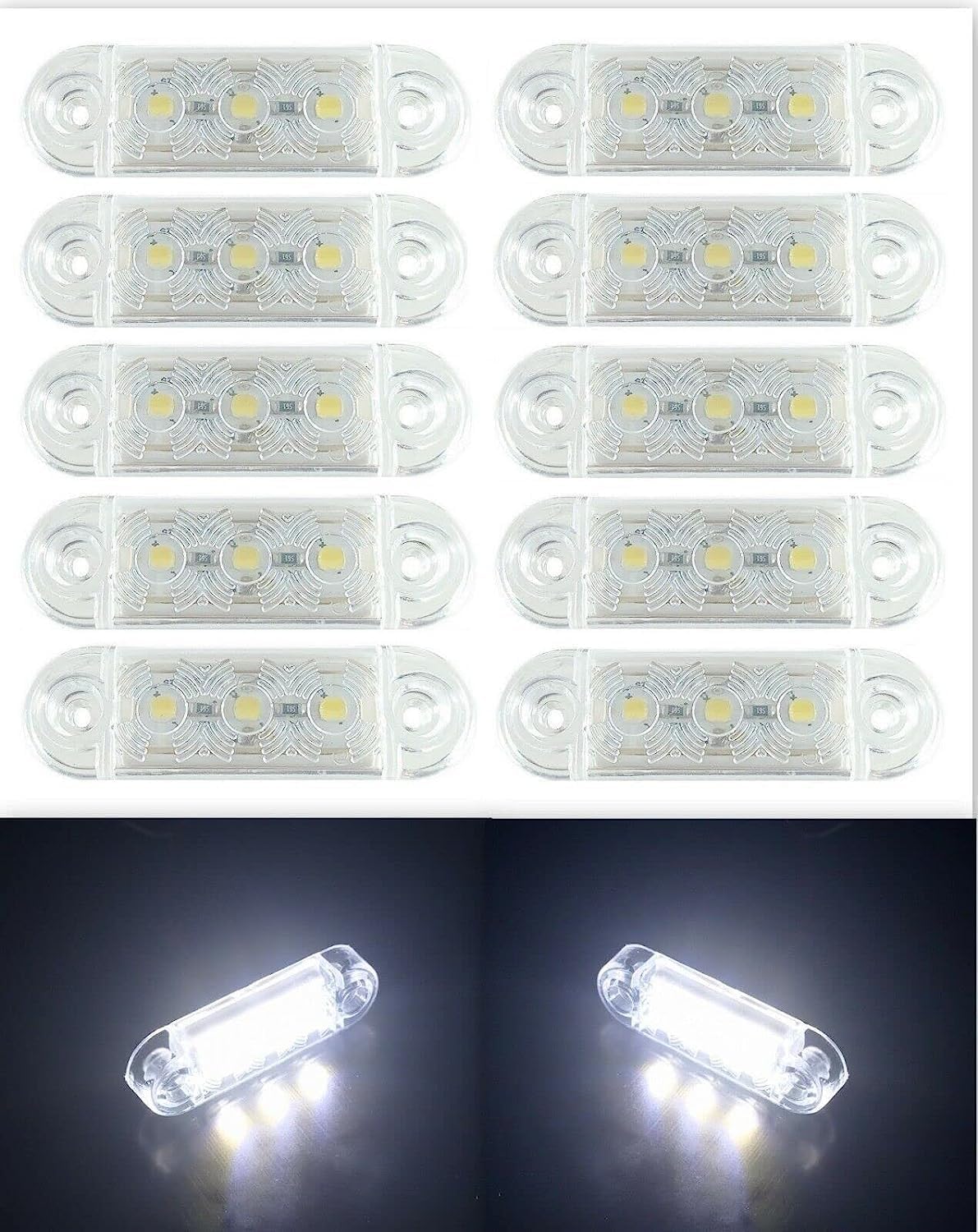 Formplas 10 x LED-Markierungsleuchten, 12 V, 24 V, Positionsleuchten, Anhänger, LKW, weiß Formplas 10 x LED-Markierungsleuchten, 12 V, 24 V, Positionsleuchten, Anhänger, LKW, weiß von Formplas