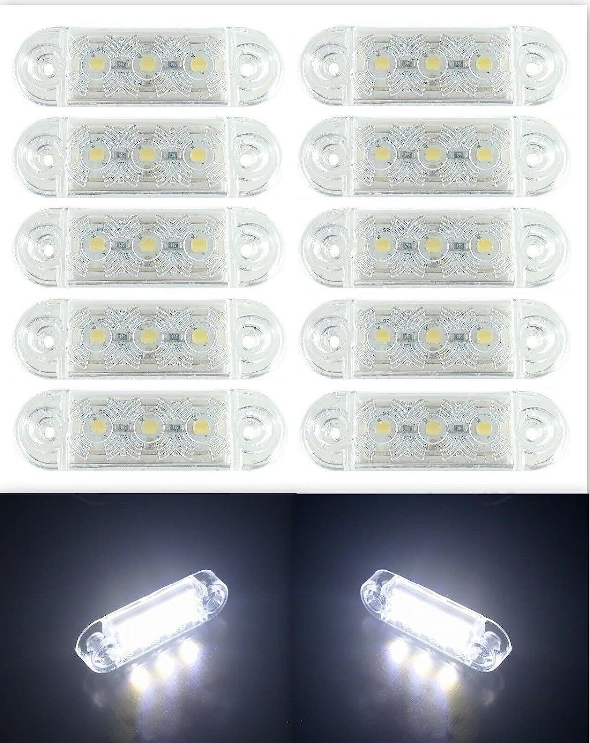 Formplas 10 x LED-Markierungsleuchten, 12 V, 24 V, Positionsleuchten, Anhänger, LKW, weiß von Formplas