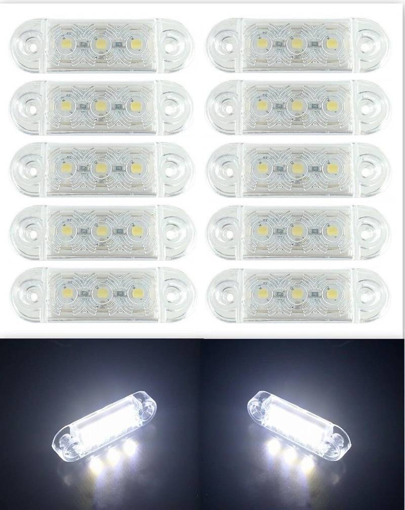 Formplas 10 x LED-Markierungsleuchten, 12 V, 24 V, Positionsleuchten, Anhänger, LKW, weiß von Formplas