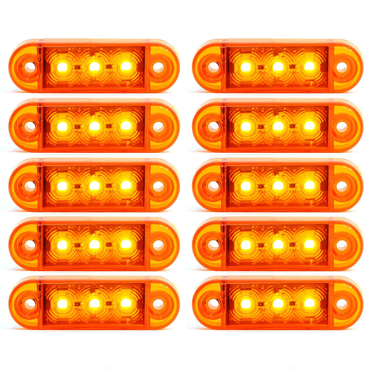 10x 3 LED Begrenzunsleuchten Positionleuchten Seitenleuchten 12V 24V Volt für LKW Bus Trailer Indikator Licht Seitenmarkierungsleuchte in 3 Farben (Rot, Gelb, Weiss) (Gelb) von Formplas