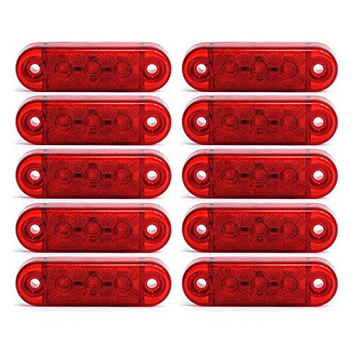 10x 3 LED Begrenzunsleuchten Positionleuchten Seitenleuchten 12V 24V Volt für LKW Bus Trailer Indikator Licht Seitenmarkierungsleuchte in 3 Farben (Rot, Gelb, Weiss) (Rot) von Formplas