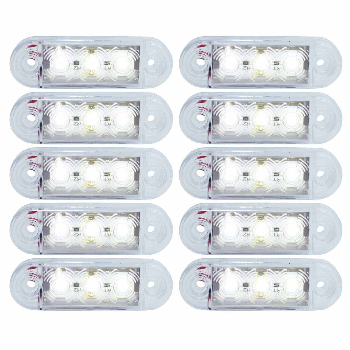 10x 3 LED Begrenzunsleuchten Positionleuchten Seitenleuchten 12V 24V Volt für LKW Bus Trailer Indikator Licht Seitenmarkierungsleuchte in 3 Farben (Rot, Gelb, Weiss) (Weiß) von Formplas