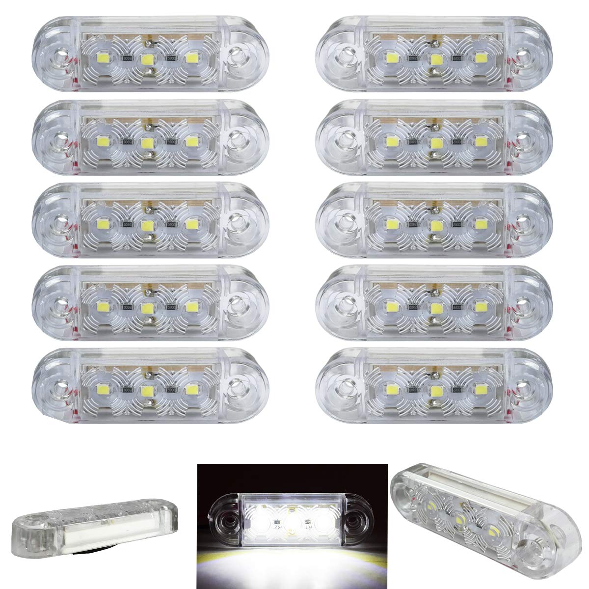 Formplas 10 Stück LED Leuchten, 3 SMD LED, Positionsleuchten LED, LED Begrenzungsleuchte 12-24V für LKW, Anhänger, Bus, E-Prüfzeichen, Größe: L 65mm, H 20mm, D 10mm, Aus Gummi und Kunststoff Formplas 10 Stück LED Leuchten, 3 SMD LED, Positionsleuchten LED, LED Begrenzungsleuchte 12-24V für LKW, Anhänger, Bus, E-Prüfzeichen, Größe: L 65mm, H 20mm, D 10mm, Aus Gummi und Kunststoff von Formplas