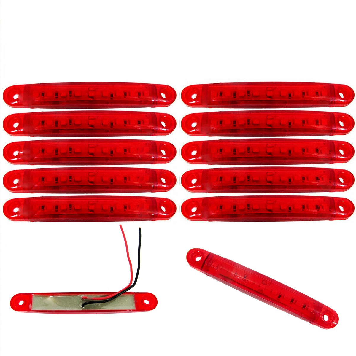 Formplas 10x 9 SMD LED Begrenzungsleuchten Rot 12V 24V Positionsleuchten LKW Anhänger von Formplas