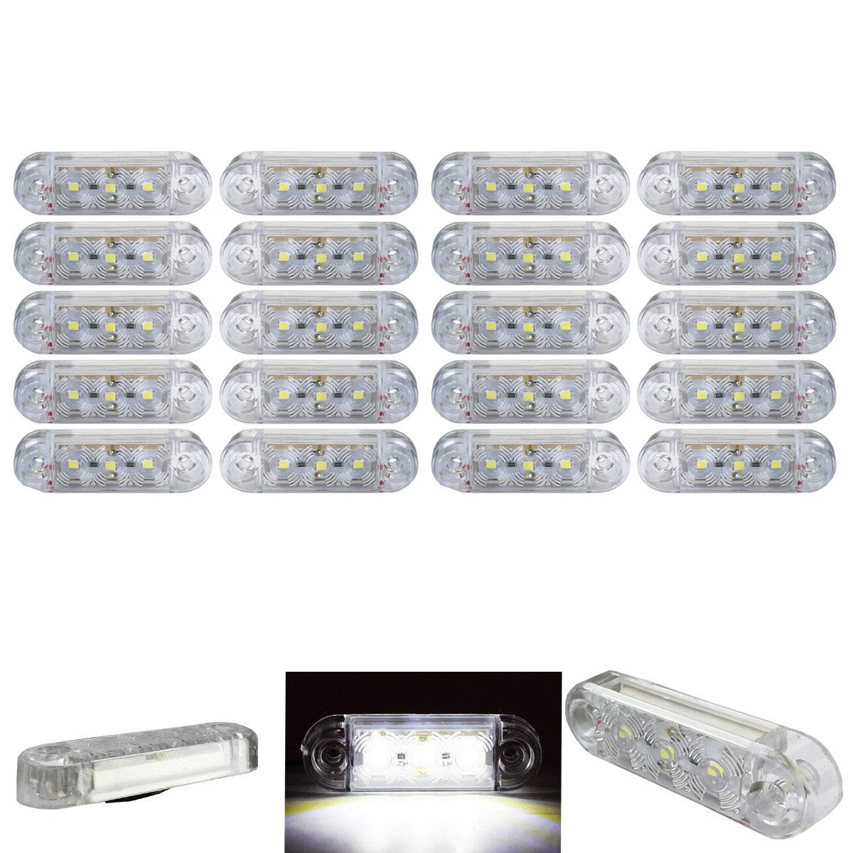 20x 3 SMD LED Begrenzungsleuchten Weiß 12V 24V Positionsleuchten LKW Anhänger von Formplas