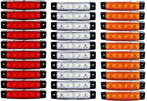 Formplas 30x 6 SMD LED Begrenzungsleuchten Weiß Gelb Rot 12V 24V Positionsleuchten LKW Anhänger von Formplas