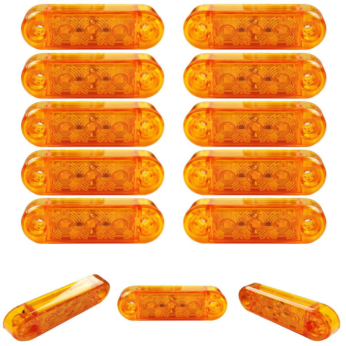 Formplas 10 Stück Hochwertiger Kunststoff Gelbe LED Leuchten, 3 SMD, 65 mm Länge, 20 mm Höhe, 10 mm Dicke, 12-24V Volt Positionsleuchten LED, Anhänger Beleuchtung Set LED Formplas 10 Stück Hochwertiger Kunststoff Gelbe LED Leuchten, 3 SMD, 65 mm Länge, 20 mm Höhe, 10 mm Dicke, 12-24V Volt Positionsleuchten LED, Anhänger Beleuchtung Set LED von Formplas