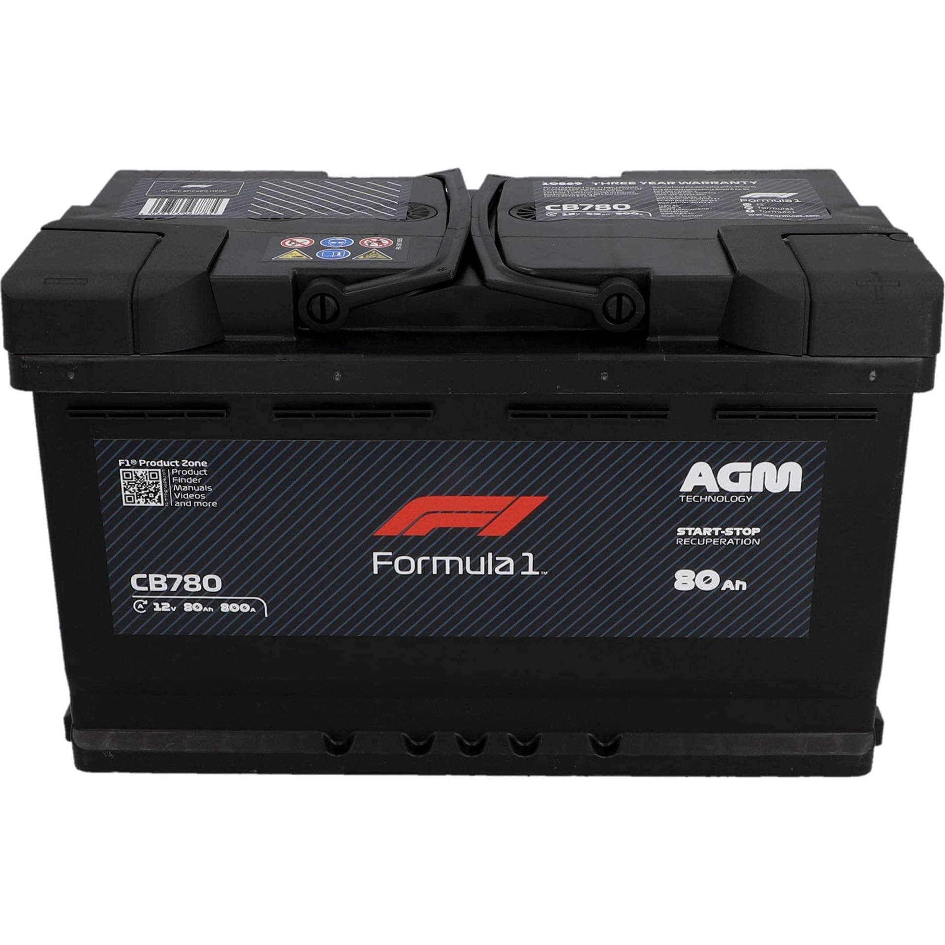 Formula 1 Autobatterie AGM 80 Ah/760A CB780, zyklenfest, wartungsfrei, AGM Batterie 12V Batterie Auto Starterbatterie von Formula 1