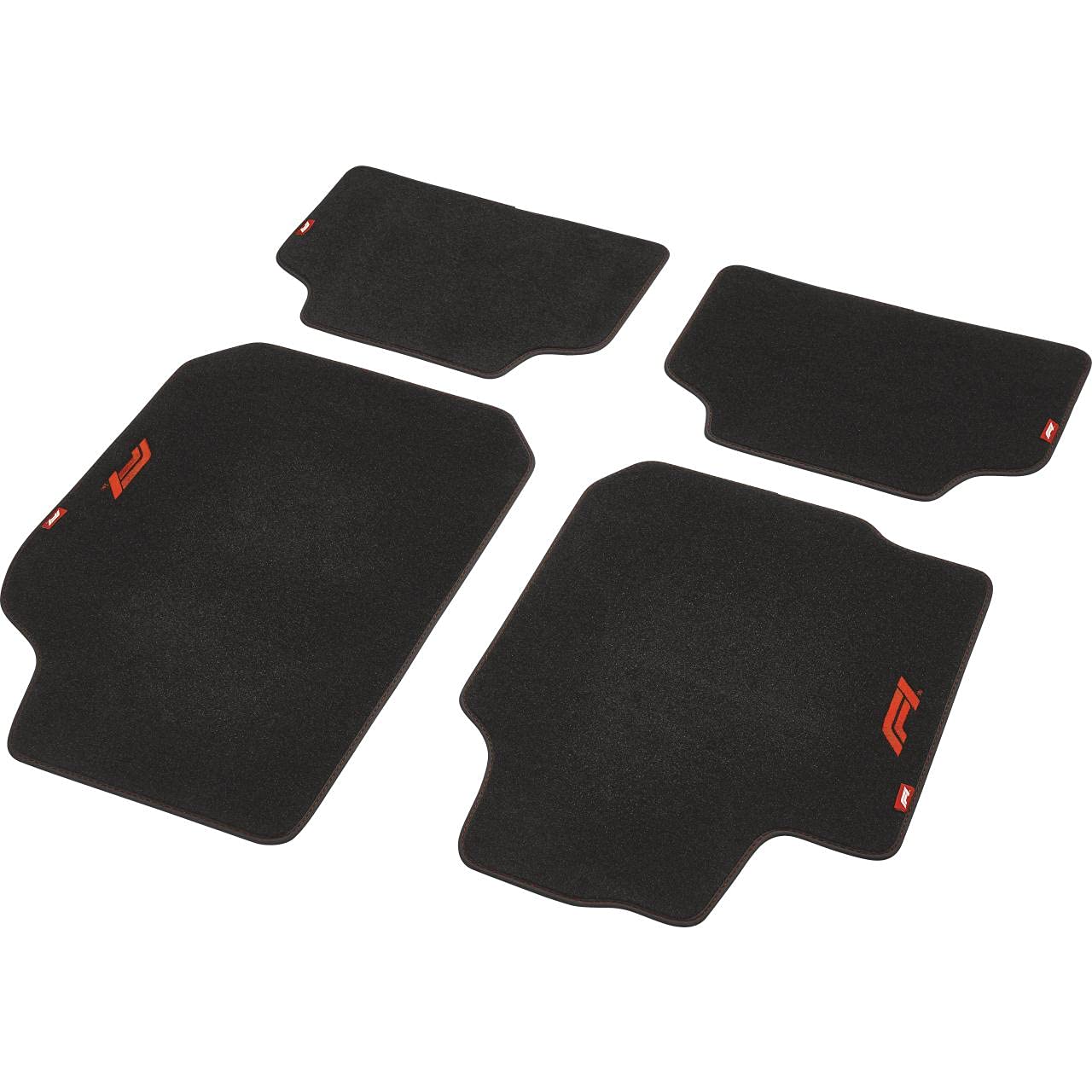 Formula 1 Universal Auto Fußmatten Set in Premium Qualität, Antirutschfest, Auto Matten Fussmatten 4-teilig, mit Logo, schwarz/rot von Formula 1