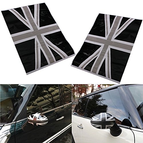 Forspero 2Pcs Black Union Jack Flag Vinyl Mirrors Sticker für Mini Cooper von Forspero