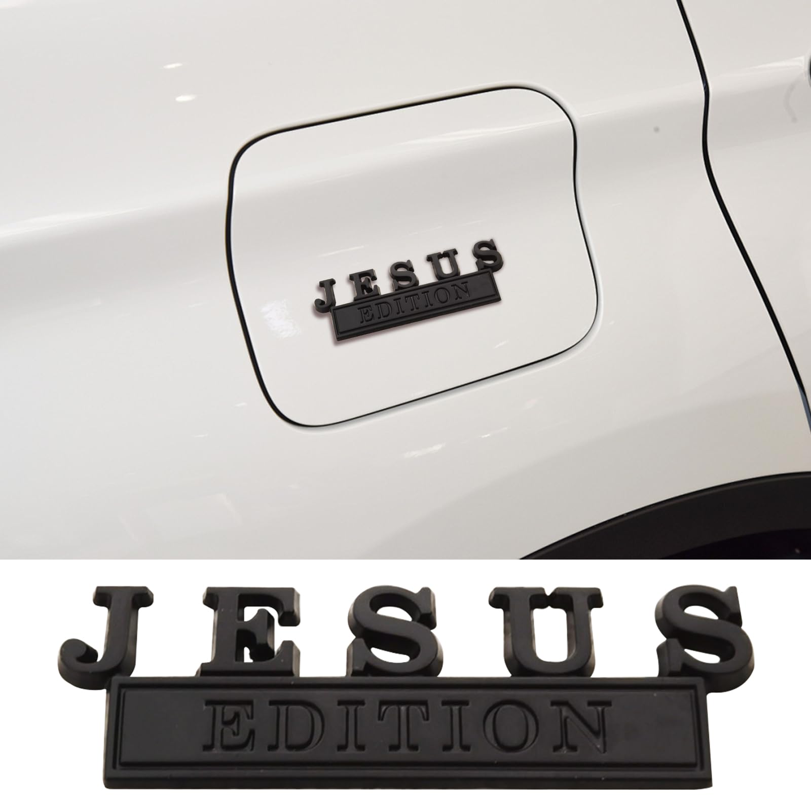 1 x 3D-Aufkleber mit erhöhtem Buchstaben-Jesus-Edition-Emblem, Auto-Aufkleber – Metall-Aufkleber für Fahrzeuge, LKW, Motorräder, SUV – langlebige Tür-Heckklappe, Stoßstangen-Abzeichen, Auto-Dekoration von Forten Kingdom