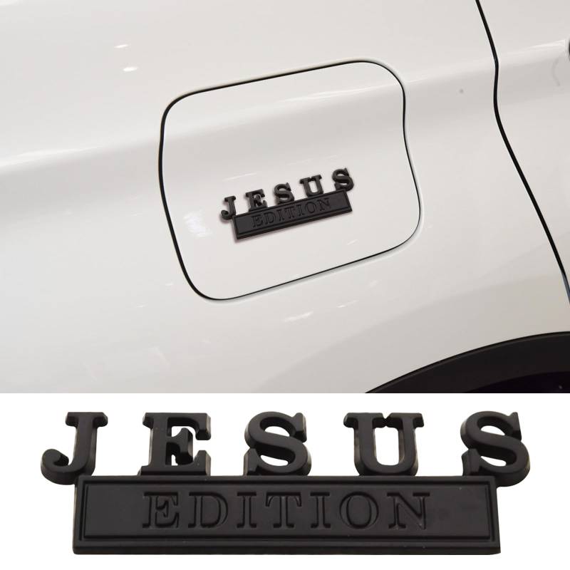 1 x 3D-Aufkleber mit erhöhtem Buchstaben-Jesus-Edition-Emblem, Auto-Aufkleber – Metall-Aufkleber für Fahrzeuge, LKW, Motorräder, SUV – langlebige Tür-Heckklappe, Stoßstangen-Abzeichen, Auto-Dekoration von Forten Kingdom