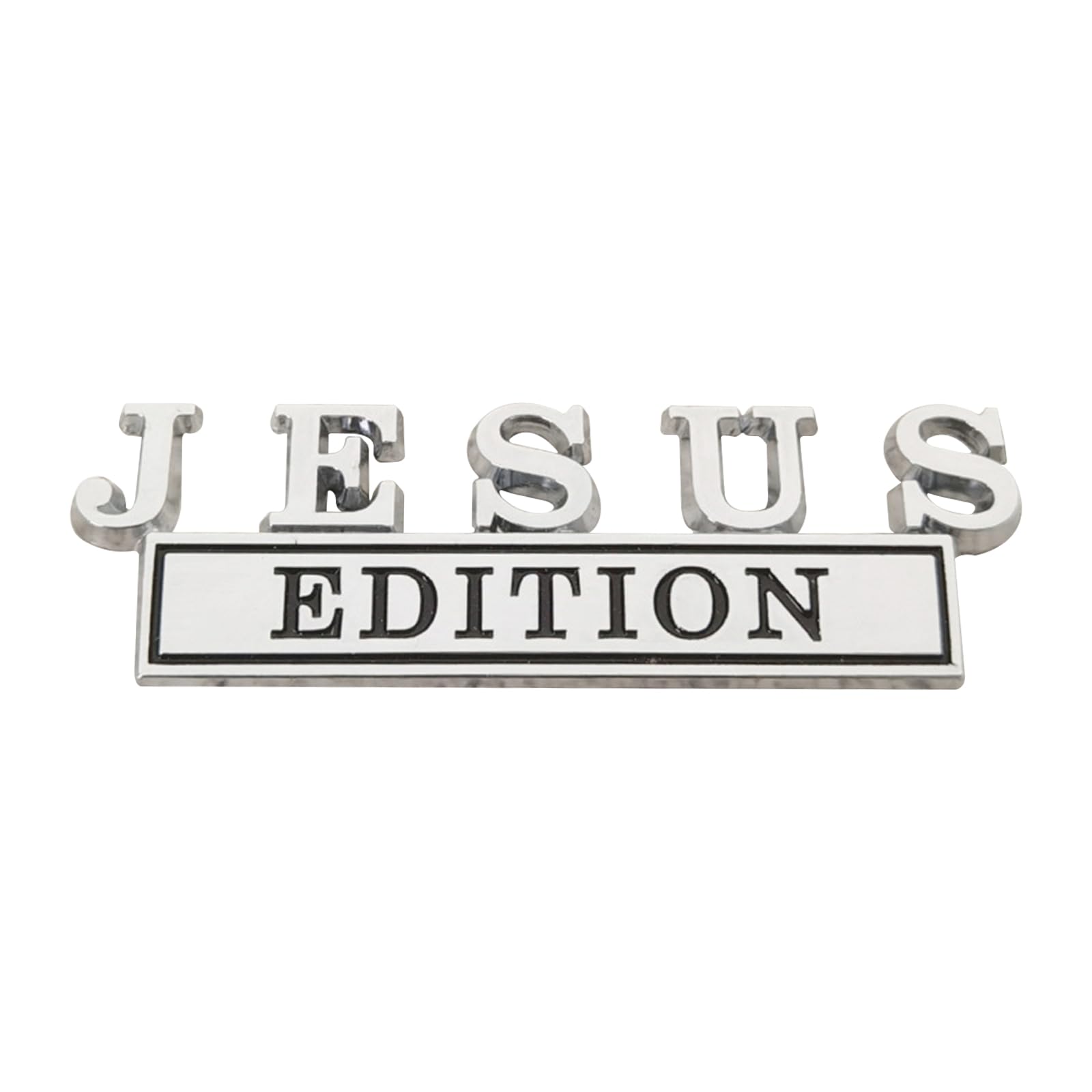 1 x 3D erhöhter Buchstabe Jesus Edition Emblem Auto Aufkleber – Metallaufkleber für Fahrzeuge, LKW, Motorräder, SUV – langlebige Tür Heckklappe Stoßstange Abzeichen Auto Dekoration (Silber und Schwarz von Forten Kingdom
