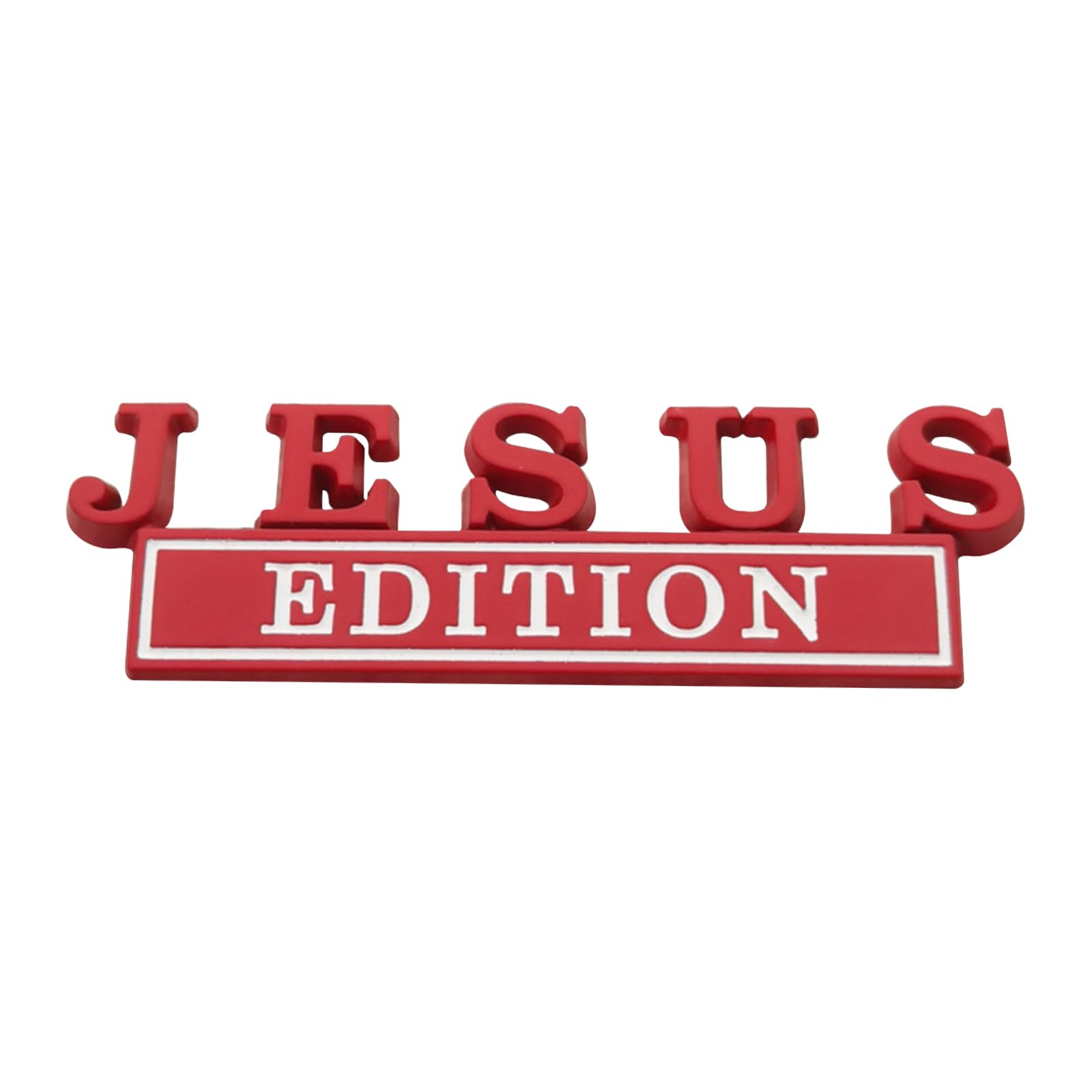 1 x 3D erhöhter Buchstabe Jesus Edition Emblem Auto Aufkleber – Metallaufkleber für Fahrzeuge, LKW, Motorräder, SUV – langlebige Tür Heckklappe Stoßstange Abzeichen Auto Dekoration (rot und weiß) von Forten Kingdom