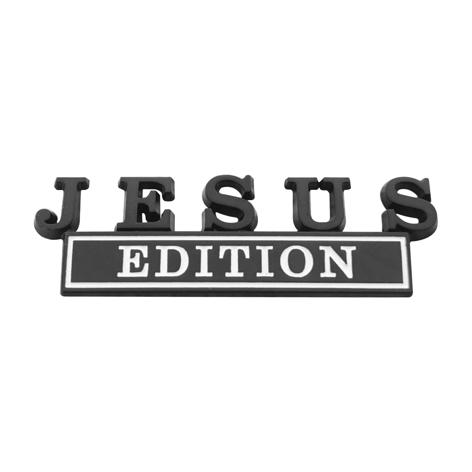 1 x 3D erhöhter Buchstabe Jesus Edition Emblem Auto Aufkleber – Metallaufkleber für Fahrzeuge, LKW, Motorräder, SUV – langlebige Tür Heckklappe Stoßstange Abzeichen Auto Dekoration (schwarz und weiß) von Forten Kingdom