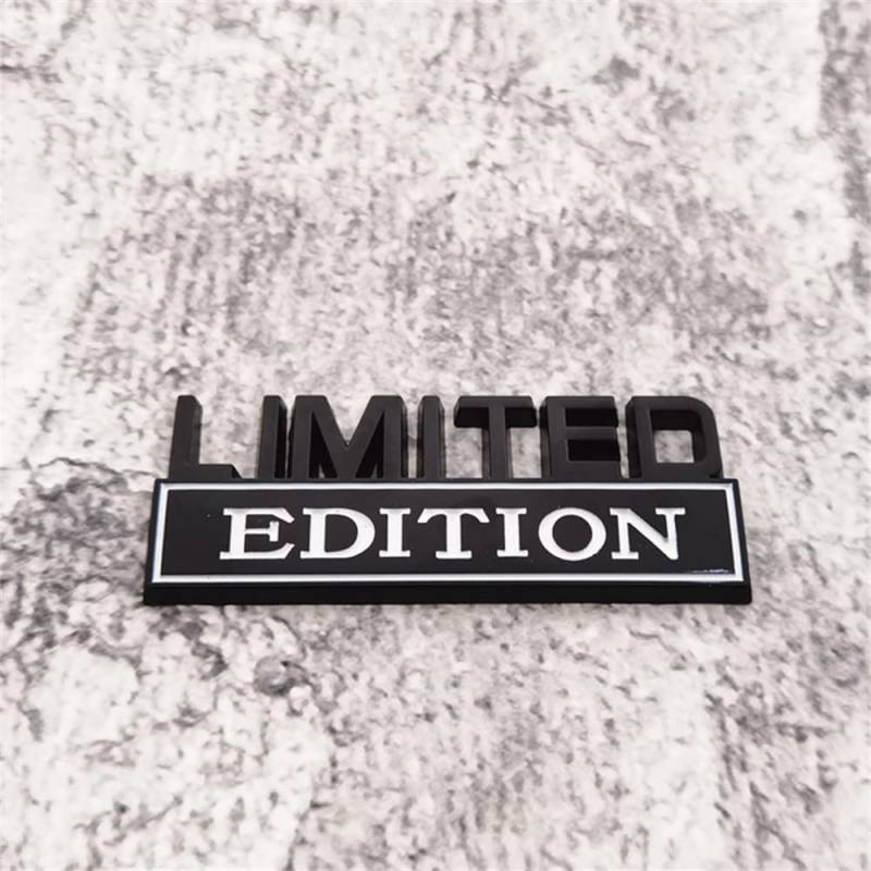1 x Metall-Abzeichen-Aufkleber mit Aufschrift "Limited Edition", 3D-Buchstabe, für Auto, LKW, Kotflügel oder Kofferraum, schwarz / weiß von Forten Kingdom