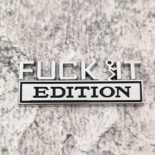 Forten Kingdom 1PC New Styling Word Fuck IT Edition 3D-Buchstaben Metall Namensschild Emblem Auto Abzeichen Aufkleber Außenzubehör (Chrom Schwarz) von Forten Kingdom