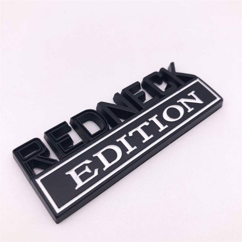 Forten Kingdom 1 x schwarz-weißes Wort Redneck Edition 3D-Buchstabe Metall Emblem Abzeichen Aufkleber für GMC Chevy Auto LKW von Forten Kingdom