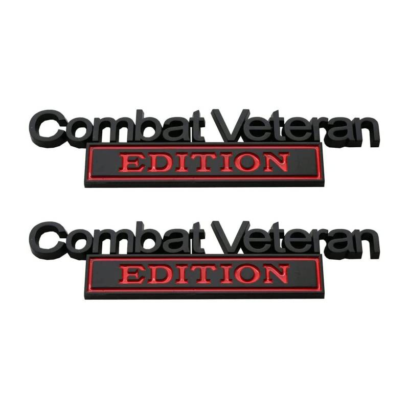 Forten Kingdom 2 Stück Combat Veteran Edition 3D Schriftzug Aufkleber Auto Kofferraum Kotflügel oder Heckklappe Custom Emblem Badge Namensschild Aufkleber Aufkleber (schwarz rot) von Forten Kingdom