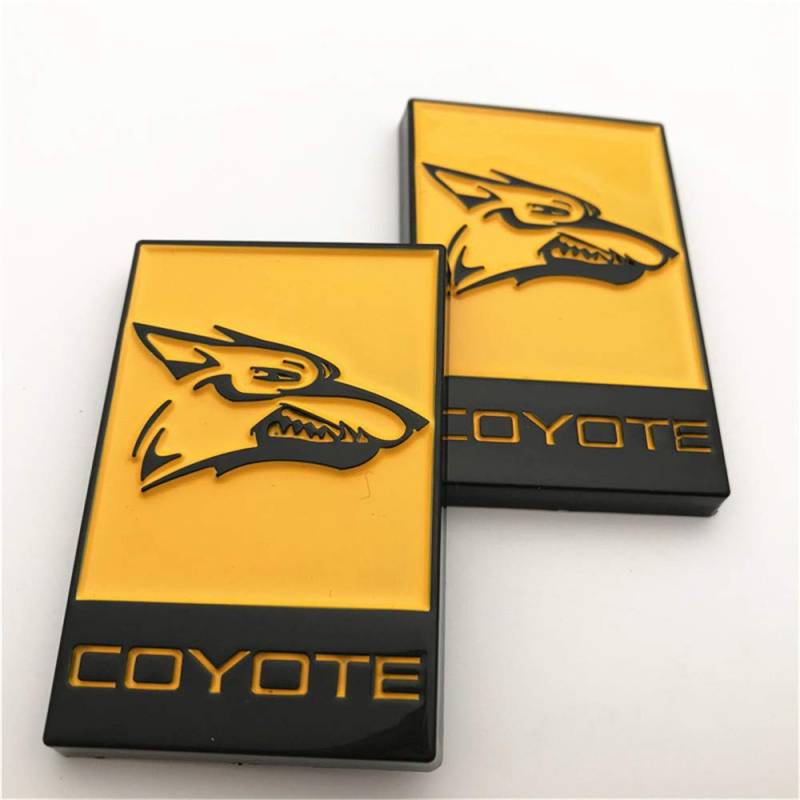 Forten Kingdom 2 x Coyote-Logo-Aufkleber, passend für Auto oder LKW, Kotflügel, Seiten-Heckklappe, Heckklappe, Kofferraum-Aufkleber, Emblem-Abzeichen (gelb) von Forten Kingdom