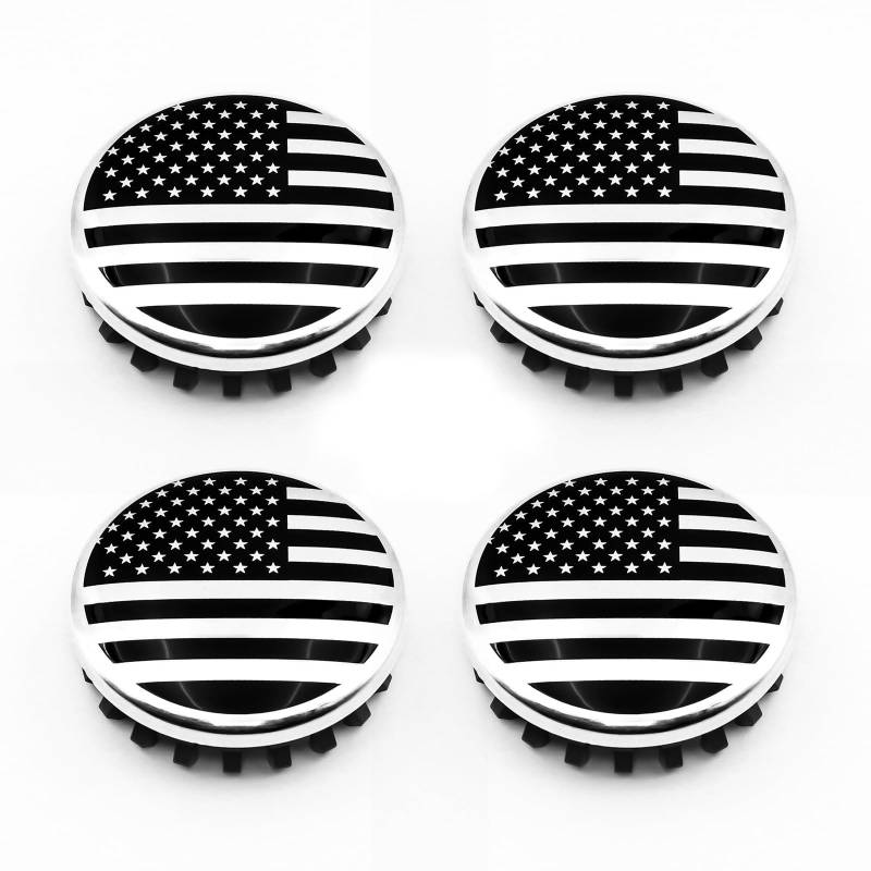 Forten Kingdom 4-teiliges Set 83 mm 8,3 cm (3,25 Zoll) New Styling American US Flag Muster Auto Radnabe Nabenkappe Radkappen 22837060 Schwarz Silber von Forten Kingdom