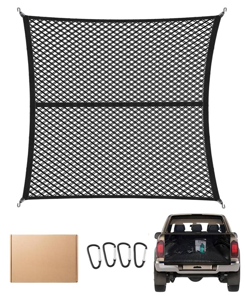 FoundGo 120x120cm Gepäcknetz [Max. 210x210cm Dehnbar] Hochelastisches Kofferraumnetz Trennnetz Gepäckfixierung für LKW Auto Wohnmobil inkl (Doppellagig, 120x120cm) von FoundGo