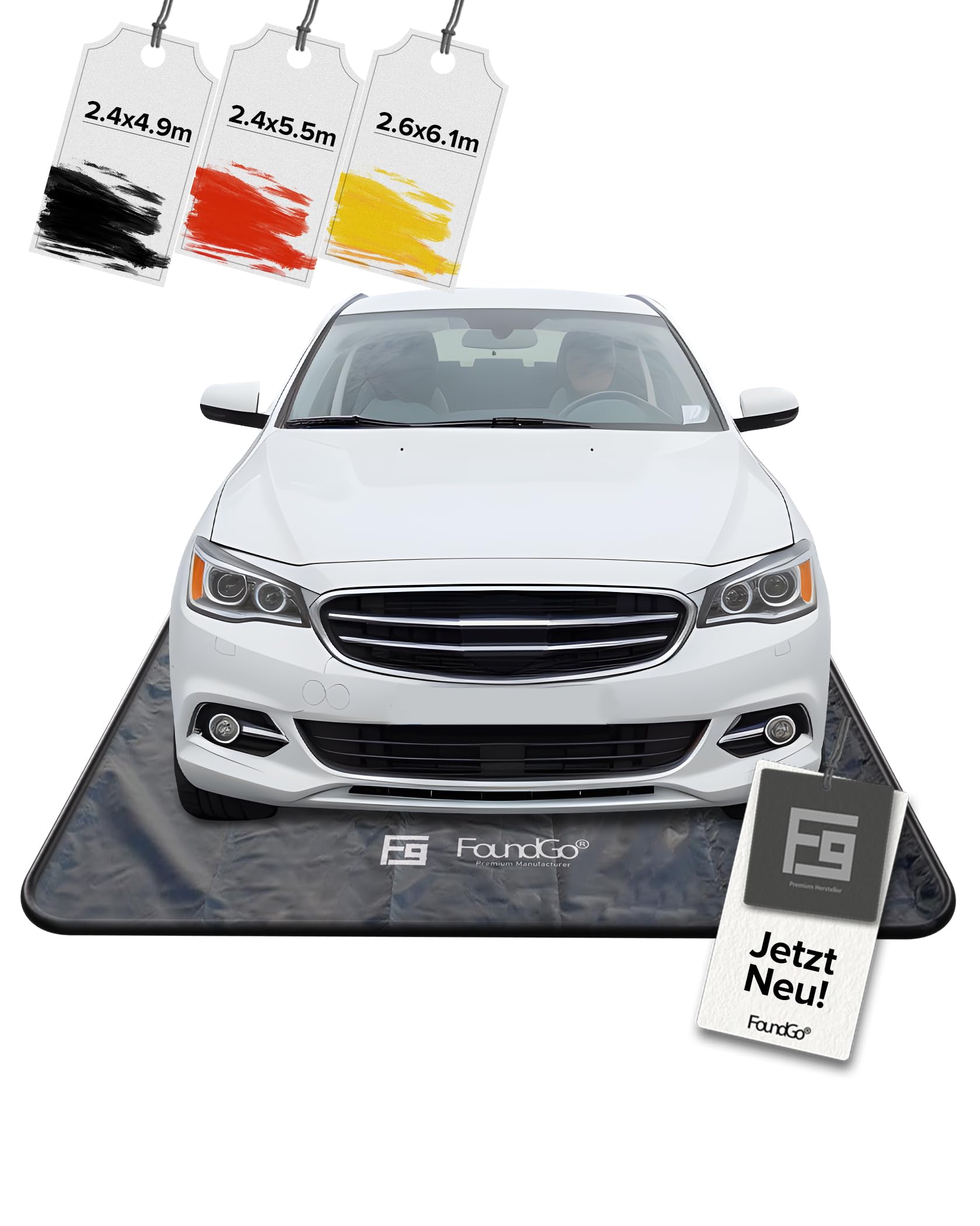 FoundGo Garagenbodenmatten [2.4x4.9m] Antirutschmatte Auto wasserdichte Hochleistungsmatten für Autos zum Schutz vor Regen, Schnee und Schlamm von FoundGo