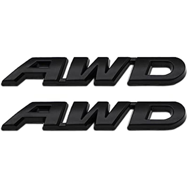2 x Chrom-Metall-Aufkleber, kleines AWD-Buchstaben-Emblem, 4WD, Off-Road-Logo, SUV, Autorennen, Allradantrieb, Aufkleber (schwarz) von Fouring