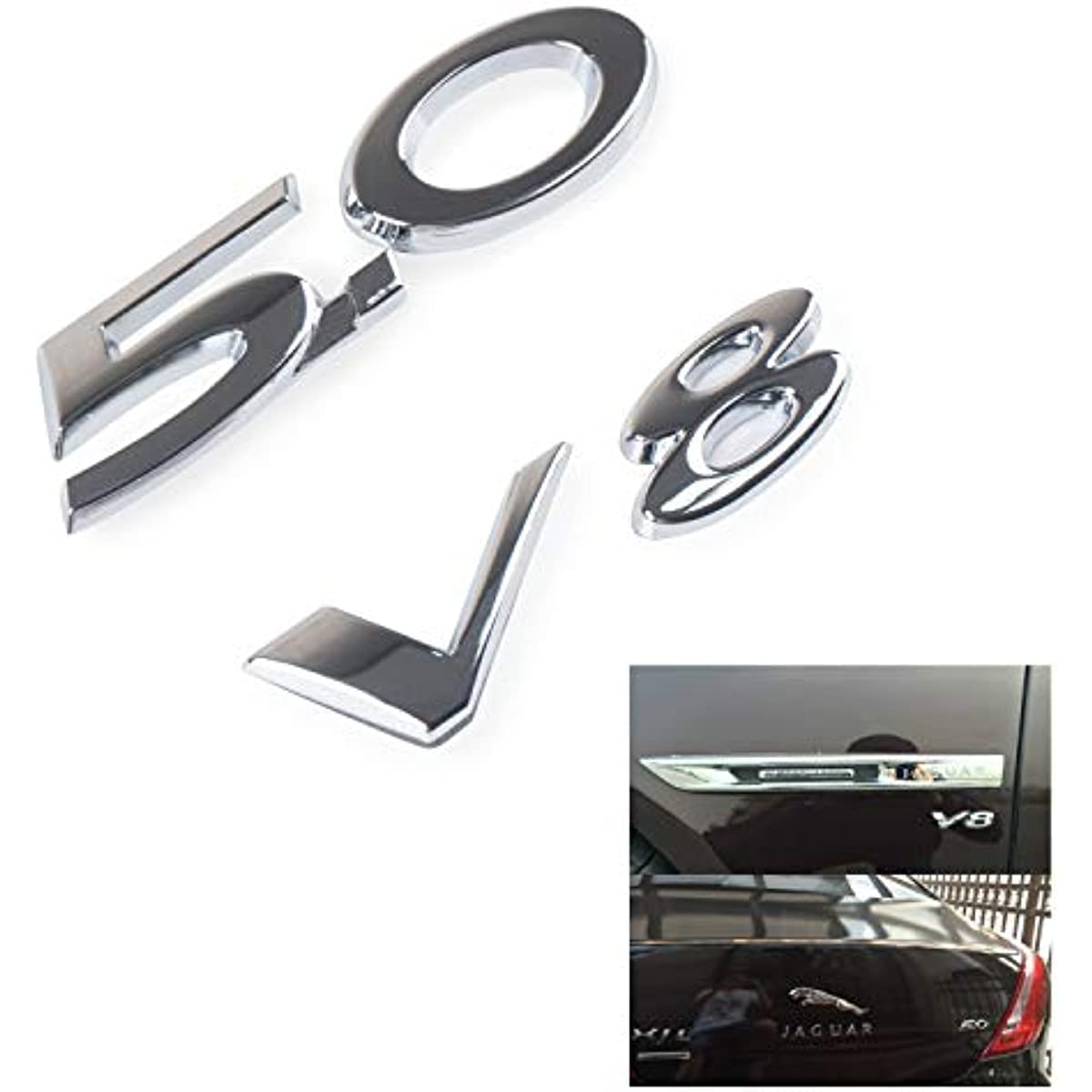 Fouring 5.0 und V8 Embleme Motorname Metall Aufkleber für Zubehör für XJ XJL XF XE Ftype Fouring 5.0 und V8 Embleme Motorname Metall Aufkleber für Zubehör für XJ XJL XF XE Ftype von Fouring