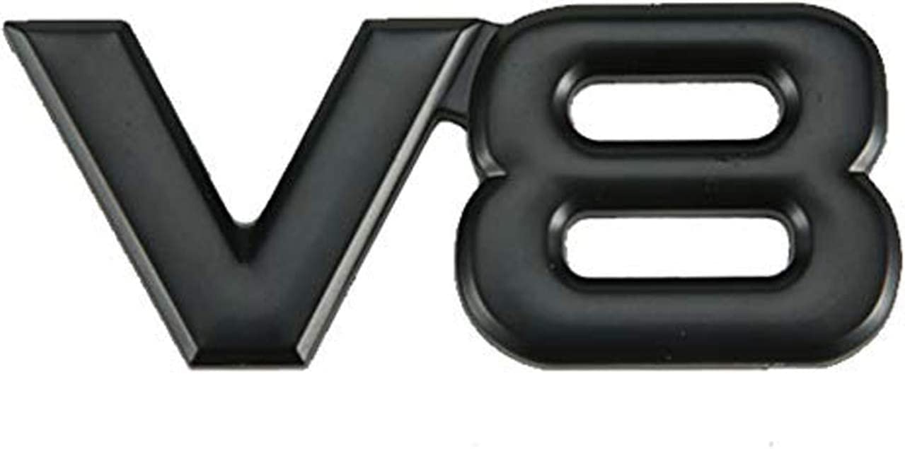 V8 Emblem Auto Aufkleber 3D Metall Kleber V8 LKW Auto Abzeichen Emblem Ersatz Zubehör (V8-Schwarz) (V8-Schwarz) von Fouring