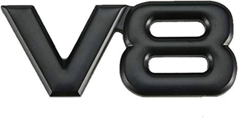 V8 Emblem Auto Aufkleber 3D Metall Kleber V8 LKW Auto Abzeichen Emblem Ersatz Zubehör (V8-Schwarz) (V8-Schwarz) von Fouring