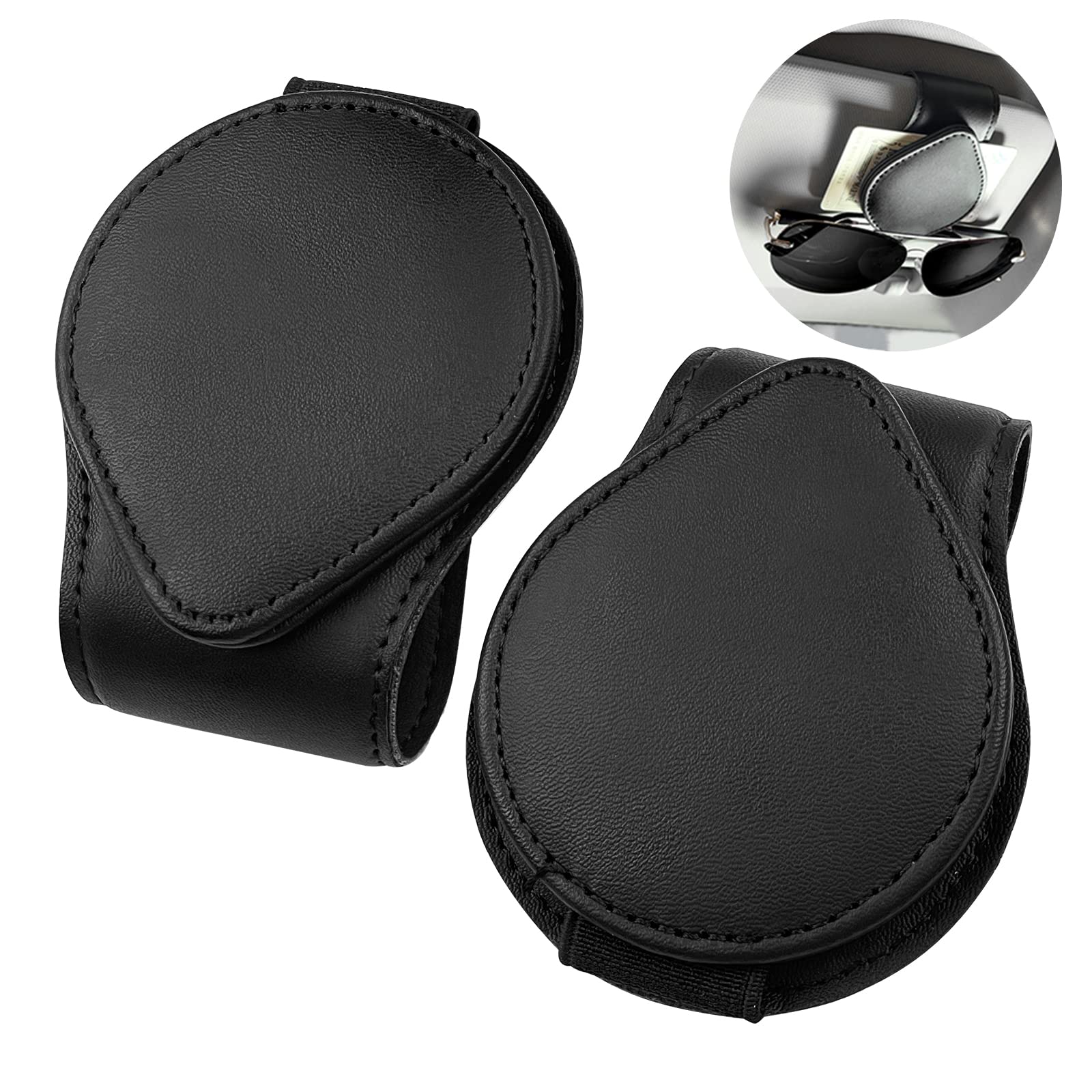 Fousenuk Brillenhalter für Auto, 2 Stück Magnetischer Leder Sonnenbrillenhalter Auto Brillenhalterung Armaturenbrett, Sonnenblende Brille Halterung Aufbewahrung Ticket Karten Brillen-Schwarz Fousenuk Brillenhalter für Auto, 2 Stück Magnetischer Leder Sonnenbrillenhalter Auto Brillenhalterung Armaturenbrett, Sonnenblende Brille Halterung Aufbewahrung Ticket Karten Brillen-Schwarz von Fousenuk